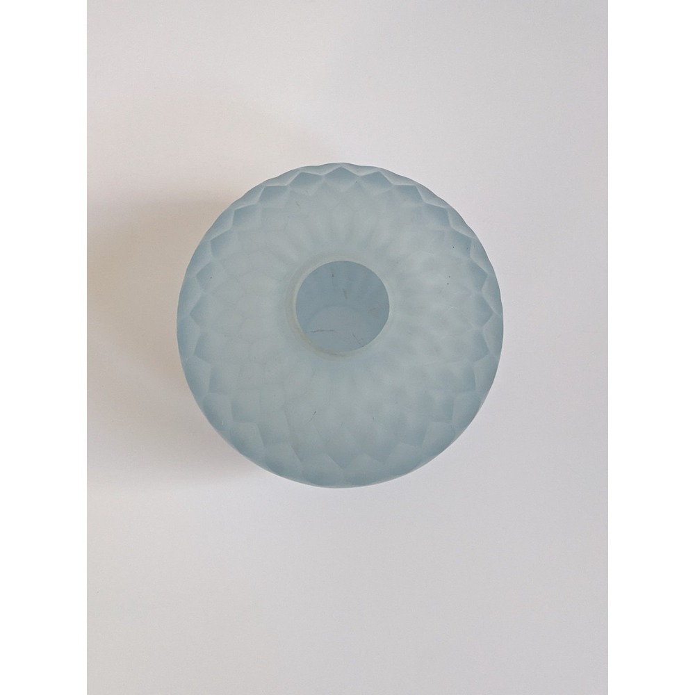 Vintage Indiana Glass Co. Mt. Vernon Fairy Lamp Frosted Blue Satin Diamond Point - Picture 4 of 14